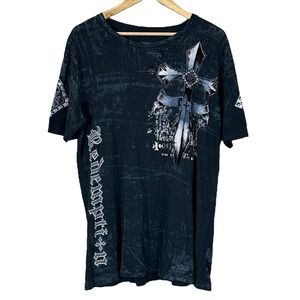 Raw State Redemption MMA T-Shirt Mens L Black Y2K Graphic Gothic Biker Edgy